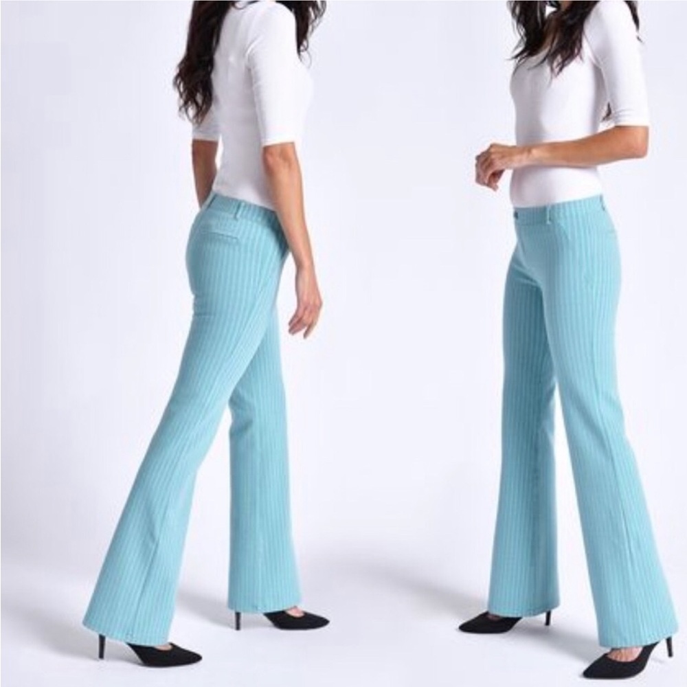 BETABRAND Blue & White Striped Yoga Pull On Trouser Pants Sz XL Long
